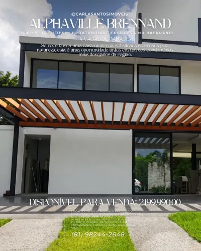 Casa à venda no Alphaville Brennand  Conforto, espaço e integração com a área de lazer