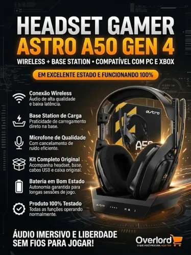Astro A50 Gen 4 Wireless Headset Gamer + Base Station Comple (Usado)