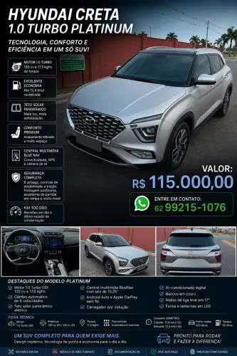 Hyundai Creta Platinum 1.0 TB 12V Flex AUT 2022