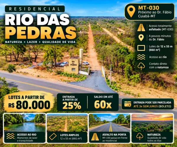 Lote 660m² - Entrada R$ 20 mil + até 60x | MT-030