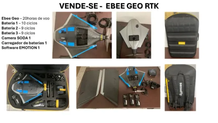 Drone Asa Fixa senseFly eBee Geo RTK + Câmera S.O.D.A. + 3 Baterias (Apenas 20h de Voo)