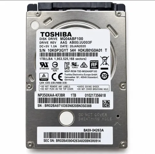 HD Interno de 1TB Toshiba (2.5 polegadas) - 100% Saudável, Testado e 100% Funcional!