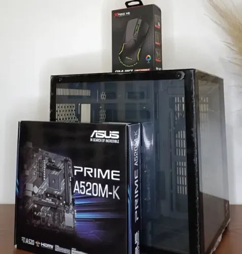 Kit AMD Para Ryzen A520M-K Gabinete Aquário + Mouse Gamer de Brinde