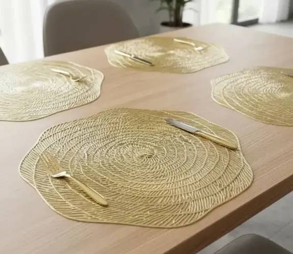 Jogo Americano Suplast PVC Dourado Decoração De Mesa Posta Jantar Dourado 6 Peças Novo