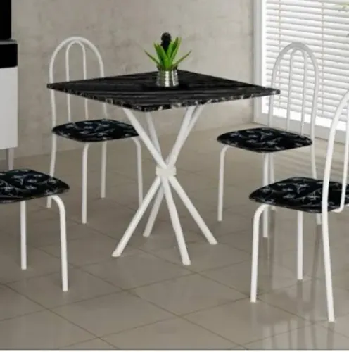 Mesa Ane 70x70 tampo granito 4 cadeiras / pronta entrega