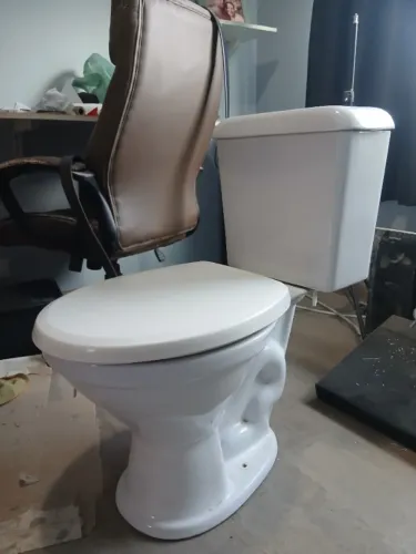 Vazo sanitário e escada metálica