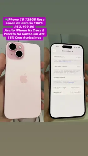 iPhone 15 128GB Rosa - (Usado)