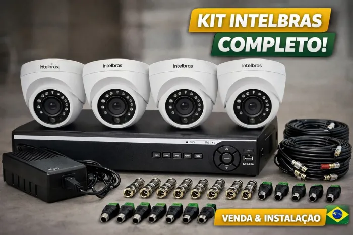 KIT 4 CAMERAS +INSTALAÇÃO + DVR+ HD1TB+FONTE+CONECTORES 