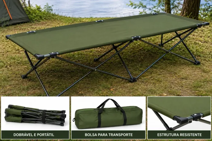Cama dobrável de acampamento 