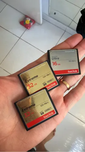 Kit 3 Cartões CompactFlash SanDisk - 2x 32GB + 1x 16GB