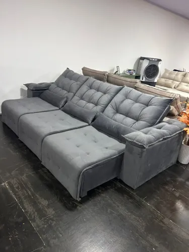 Sofá Retrátil e Reclinável 2.90cm Cinza Lançamento
