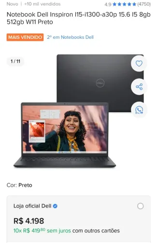 NOTEBOOK DELL NOVO NA CAIXA