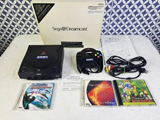 Console Dreamcast Sega Sports Preto Americano lendo 100% com caixa de serviço. 3 Discos