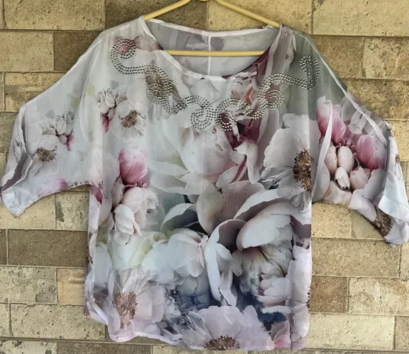 blusa bata seda estampada g