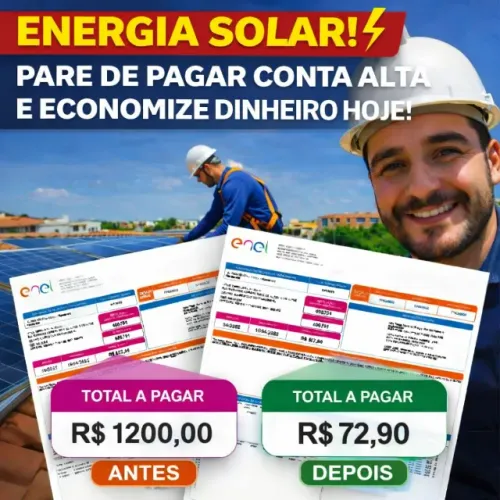 Energia Solar | Reduza sua conta de R$1200 para R$72 por mês