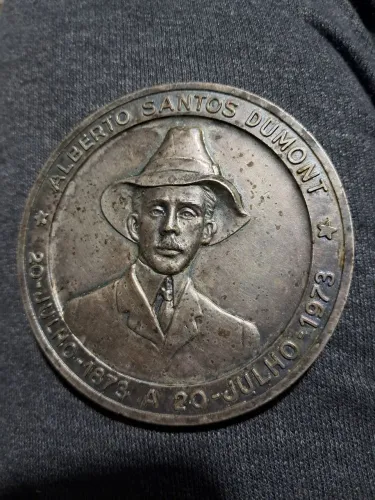 Medalha antiga Alberto Santos Dumont 20 julho 1873,a 1973