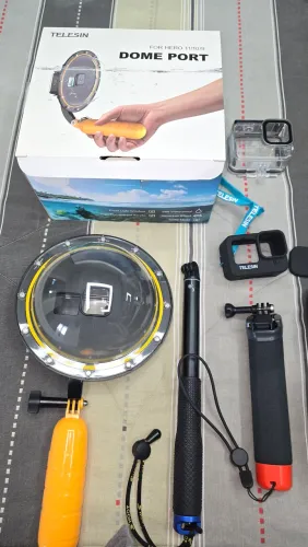 Gopro hero 12 black Adventure + caixa estanque+case de silicone+dome telesin+bastão teles