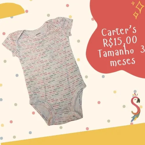 Body para Bebê "Love You" Carter's 3 meses