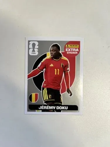 Figurinha Extra Sticker Jérémy Doku Prata Panini WC 26