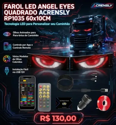 Farol Led Angel Eyes Quadrado Acrensly Rp1035 60x10cm