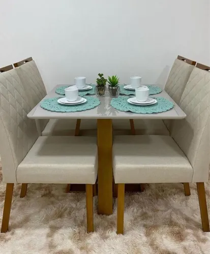 CONJUNTO MESA DE JANTAR COM 4 CADEIRAS - MEDIDAS 120x80
