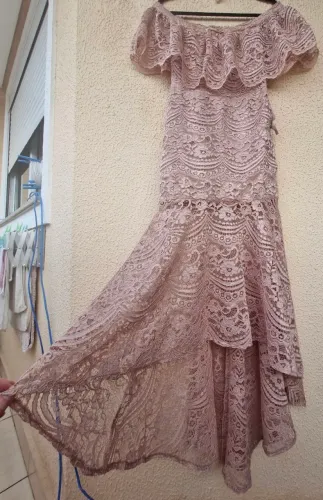 Vestido Elegante de Festa Longo Rosê - Marca Esmeral"<br>(Tamanho P)<br>