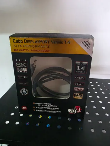 Cabo premium display port 8K 240Hz conector de ouro