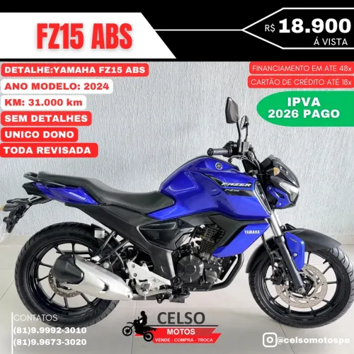 Fazer 150 FZ15 2024 ABSc/31.000km ipva26 pago! Financio até 48x