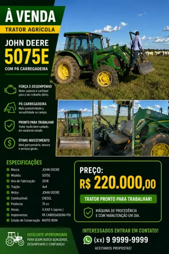 5078E Marca JOHN DEERE Ano de Fabricação 2018