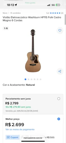 Violão Washburn AD5CE A