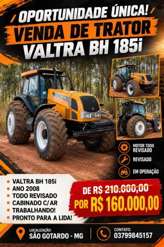 Vendo trator Valtra BH 185i ano 2008