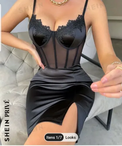Vestido preto SheIn corset