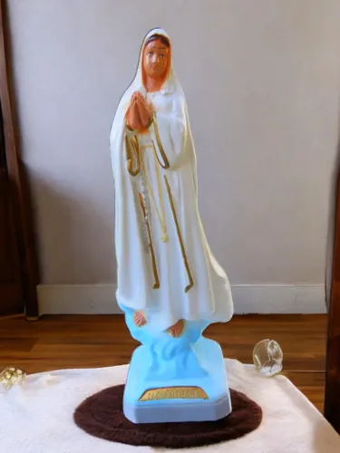 Estátua Nossa Senhora De Fátima Gesso Casa Di Maria 33cm. Tradicional