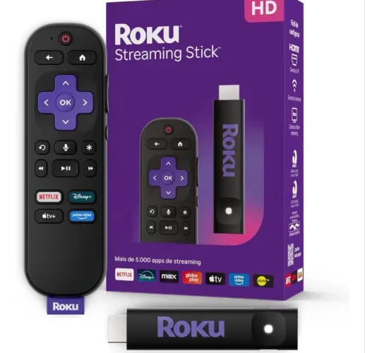 Roku Streaming Stick HD 2025 | Dispositivo de streaming para TV HD/FHD controle de voz