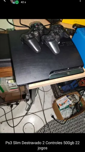 Ps3 slim 2 controles 35 jogos HD 500gb mais 160gb