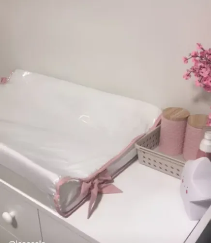 Trocador branco rosê - enxoval menina 