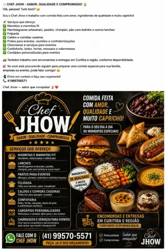 Chef Jhow, cozinheiro a 15 anos.