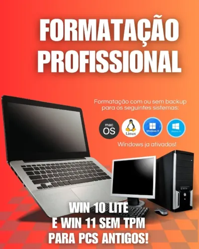 Formatação Profissional de PC e Notebook (Windows, macOS e Linux) ?