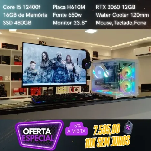 PC Gamer Core i5 12400f 16GB RTX3060 12GB 10X sem Juros