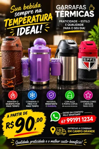 Sua garrafa térmica a partir de 90, varios modelos