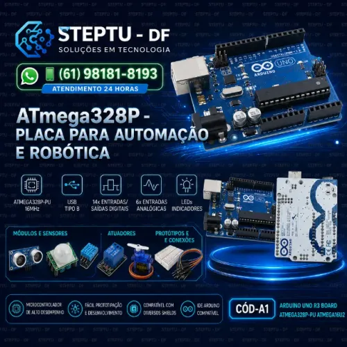 Arduino Uno R3 Board Atmega 328P-PU Atmega16U2 Robotica - Automação COD-A1