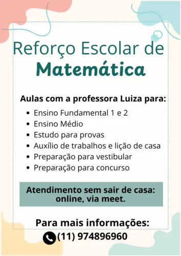 Aulas de reforço de MATEMÁTICA