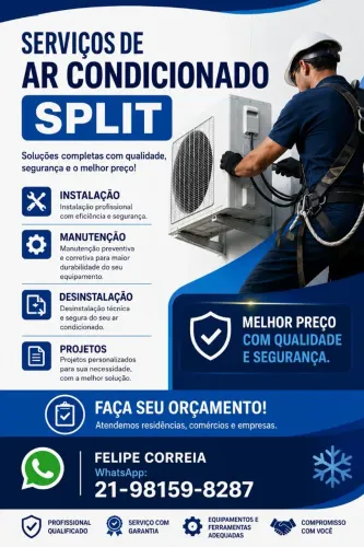 Instalação e manutenção ar condicionado SPLIT