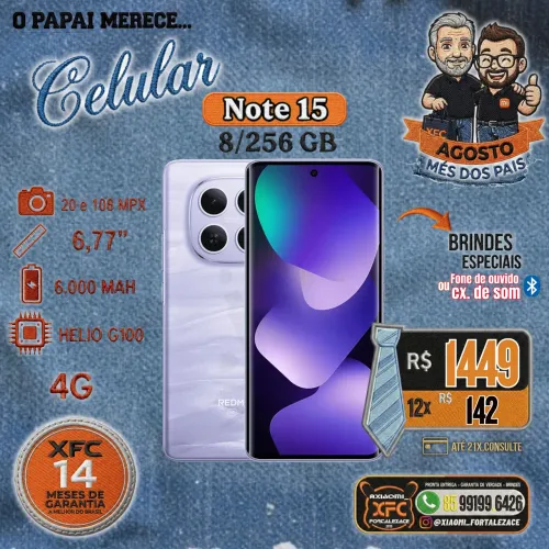 Note 15 Xiaomi lacrado original global garantia de 14 meses