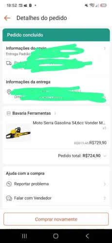 Moto serra vonder 54 cv