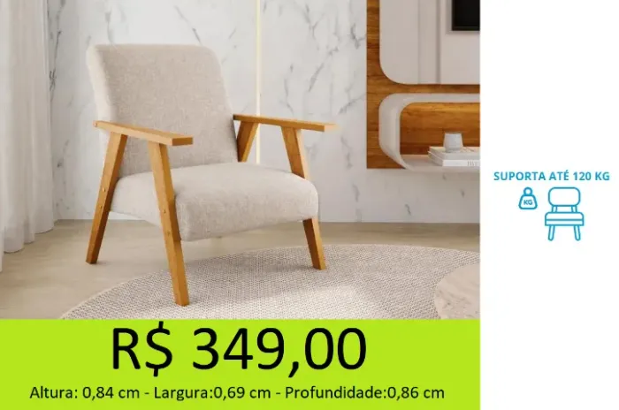 Poltrona novidade bege - compre hoje e receba em até 72h