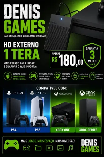 Hd externo 1tb seu ps4 ps5 xbox one xbox series s e x