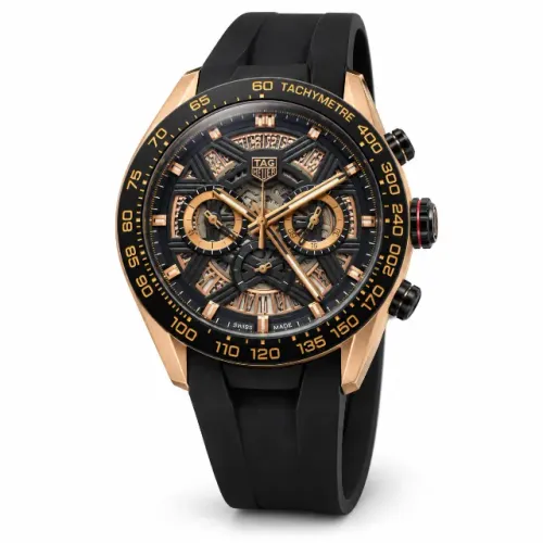 Relógio Masculino TAG Heuer Carrera Skeleton Black & Rose Carrera Heuer 44mm - Prem AAA+