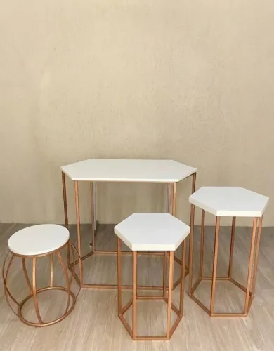 Mesas rose gold sextavada para decoração