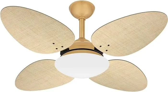 Ventilador Teto Trevo Dourado 4 Pás Palha Turbo Ventax 110V